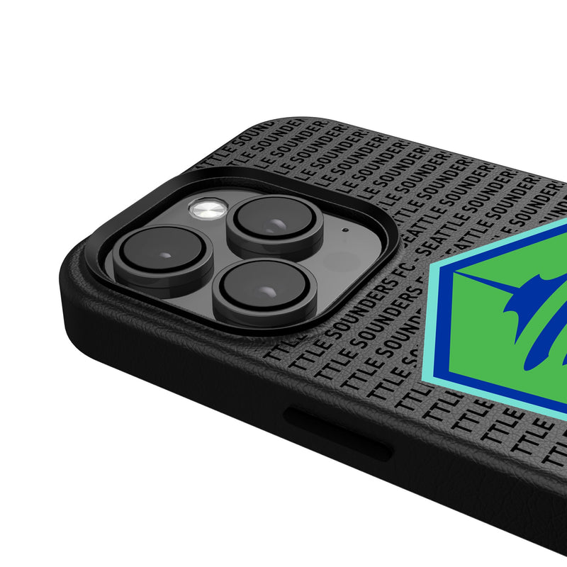 Seattle Sounders FC Text Backdrop iPhone MagSafe Compatible Phone Case for Apple iPhone Detail.Jpg