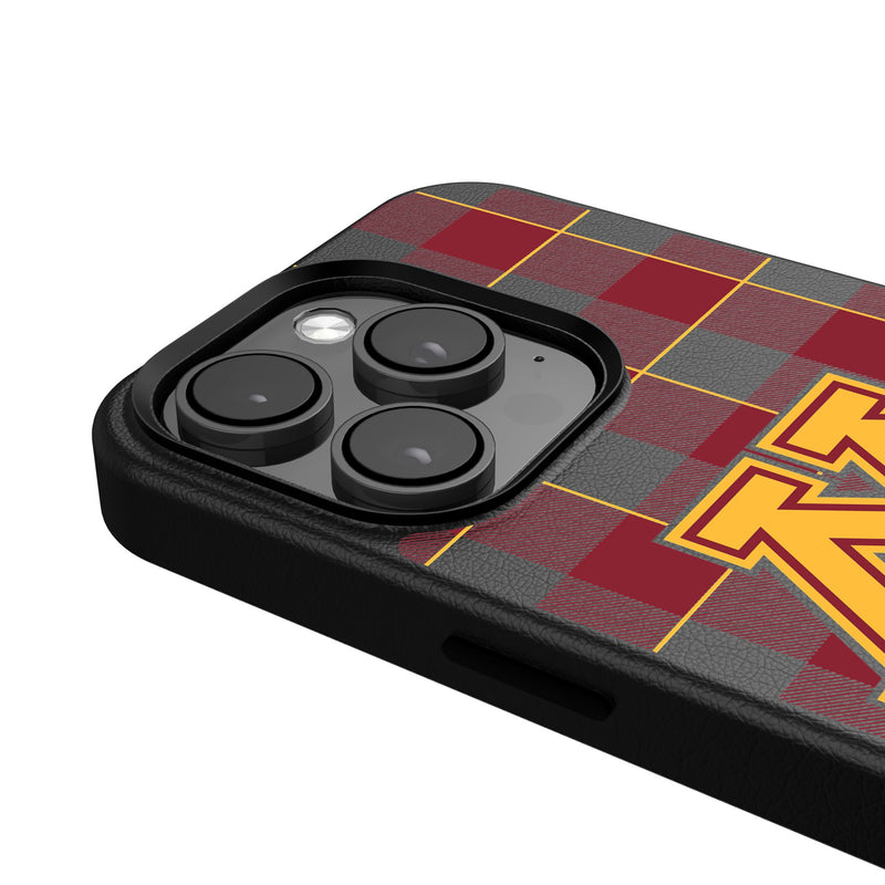 University of Minnesota Golden Gophers Plaid iPhone MagSafe Compatible Phone Case Detail.Jpg