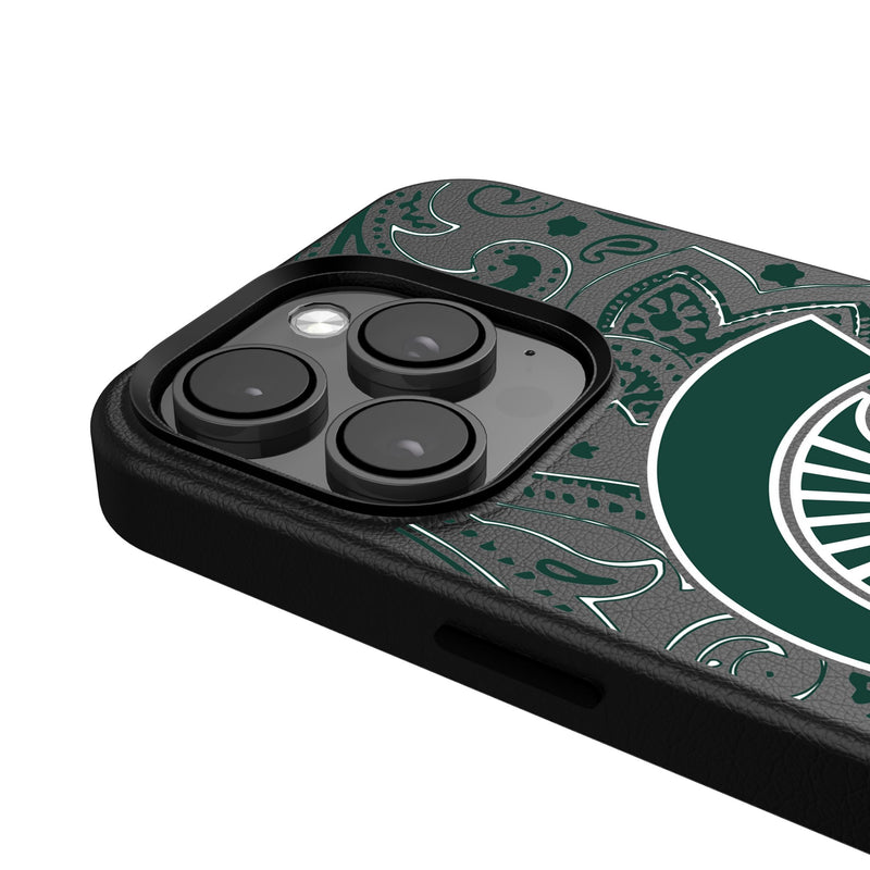 Michigan State University Spartans Paisley iPhone MagSafe Compatible Phone Case Detail.Jpg