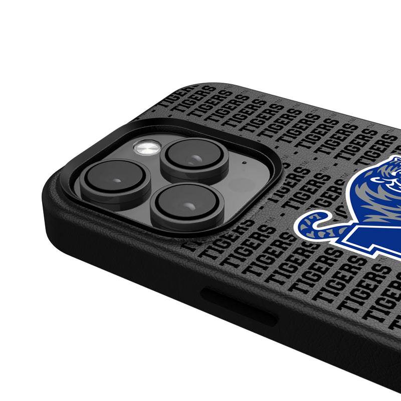 University of Memphis Tigers Text Backdrop iPhone MagSafe Compatible Phone Case Detail.Jpg