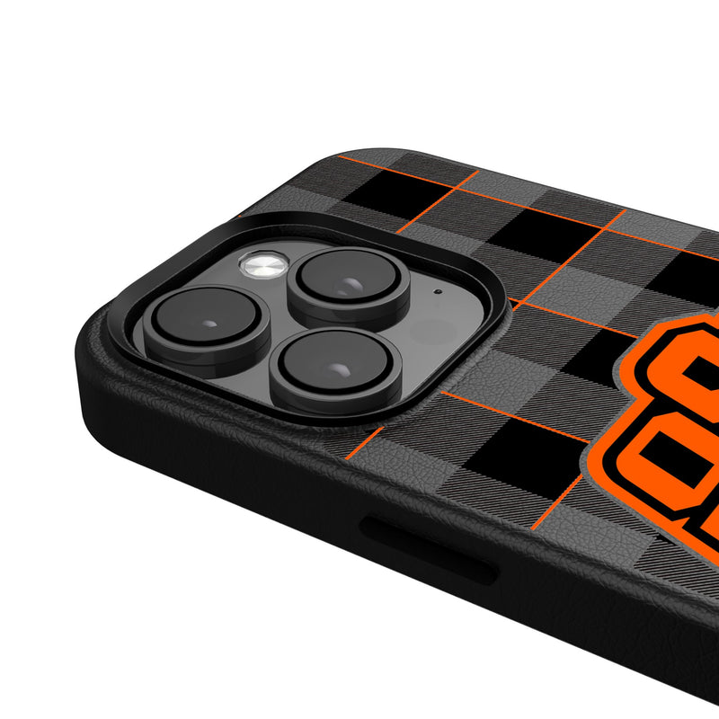 Oklahoma State University Cowboys Plaid iPhone MagSafe Compatible Phone Case Detail.Jpg