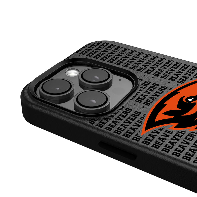 Oregon State University Beavers Text Backdrop iPhone MagSafe Compatible Phone Case for Apple iPhone Detail.Jpg
