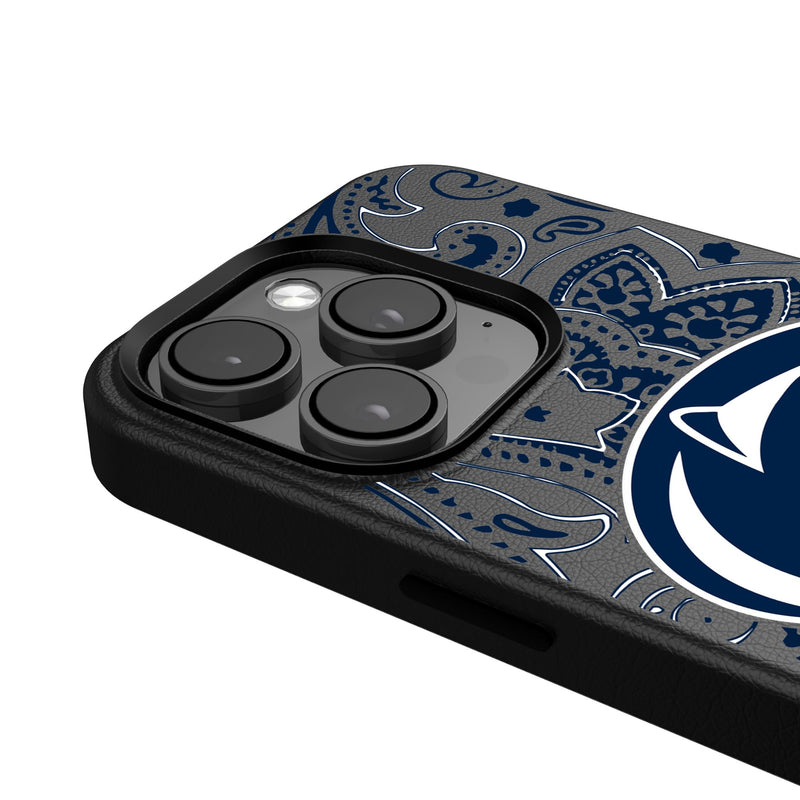 Pennsylvania State University Nittany Lions Paisley iPhone MagSafe Compatible Phone Case Detail.Jpg