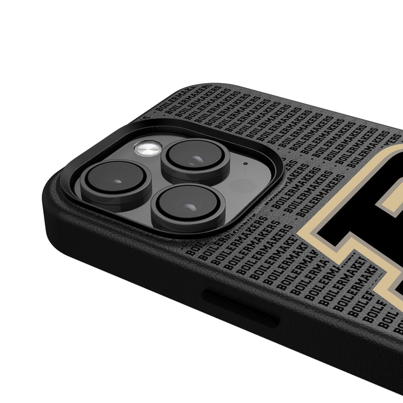 Purdue University Boilermakers Text Backdrop iPhone MagSafe Compatible Phone Case for Apple iPhone Detail.Jpg
