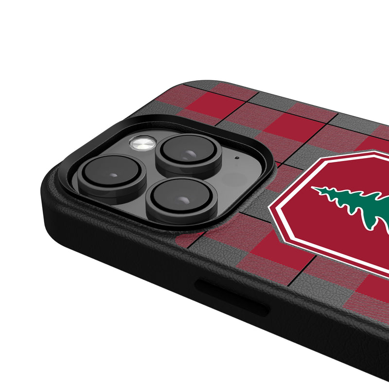 Stanford University Cardinal Plaid iPhone MagSafe Compatible Phone Case Detail.Jpg