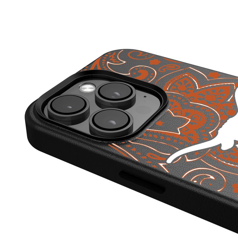 University of Texas Longhorns Paisley iPhone MagSafe Compatible Phone Case for Apple iPhone Detail.Jpg