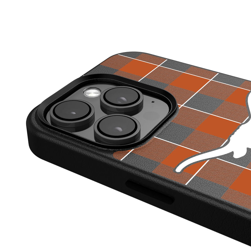 University of Texas Longhorns Plaid iPhone MagSafe Compatible Phone Case for Apple iPhone Detail.Jpg