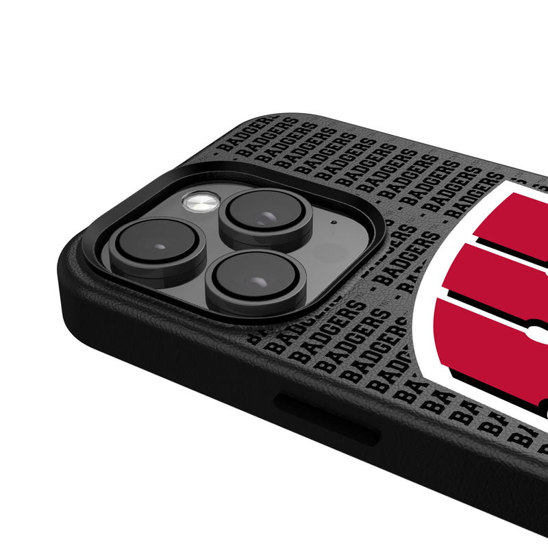 University of Wisconsin Badgers Text Backdrop iPhone MagSafe Compatible Phone Case for Apple iPhone Detail.Jpg