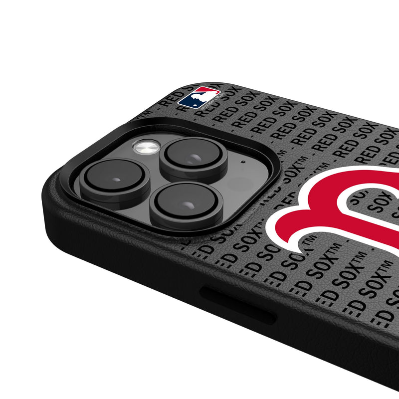 Boston Red Sox Text Backdrop iPhone MagSafe Compatible Phone Case Detail.Jpg