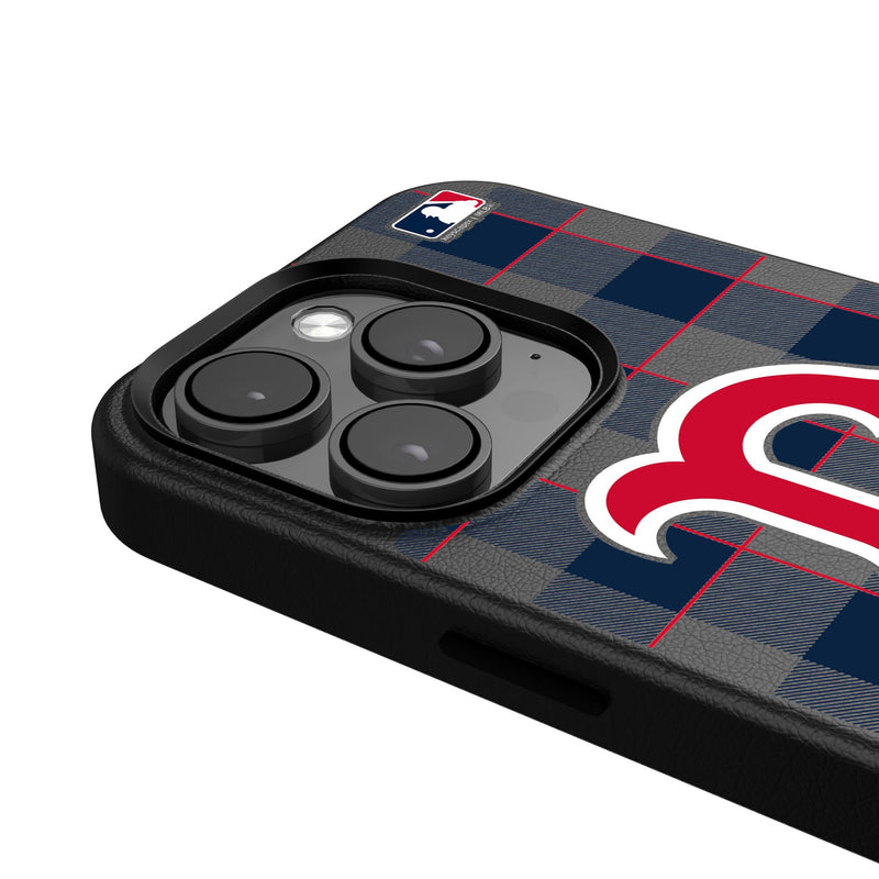 Boston Red Sox Plaid iPhone MagSafe Compatible Phone Case for Apple iPhone Detail.Jpg