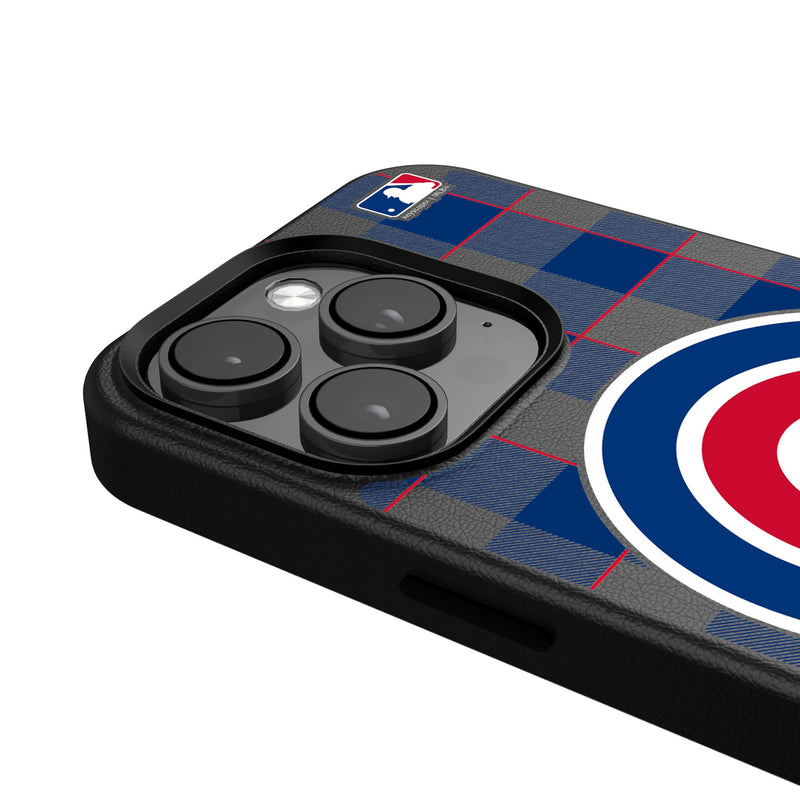 Chicago Cubs Plaid iPhone MagSafe Compatible Phone Case for Apple iPhone Detail.Jpg