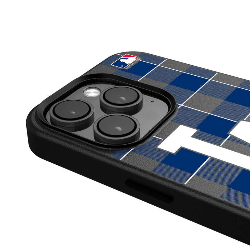 LA Dodgers Plaid iPhone MagSafe Compatible Phone Case for Apple iPhone Detail.Jpg