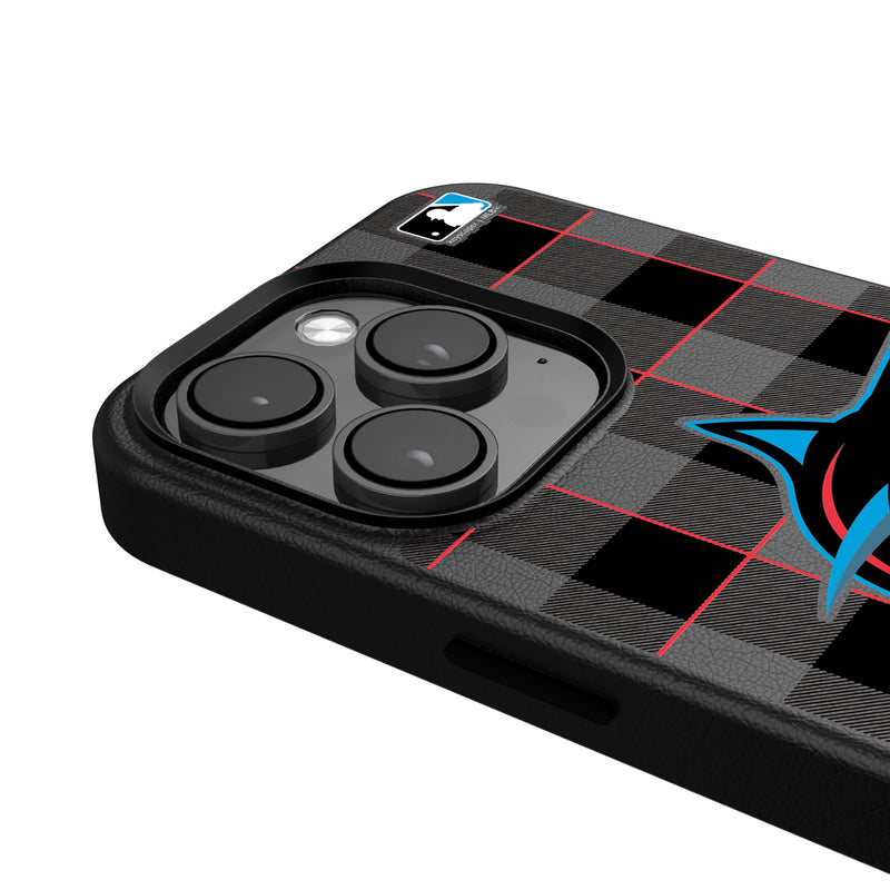 Miami Marlins Plaid iPhone MagSafe Compatible Phone Case Detail.Jpg