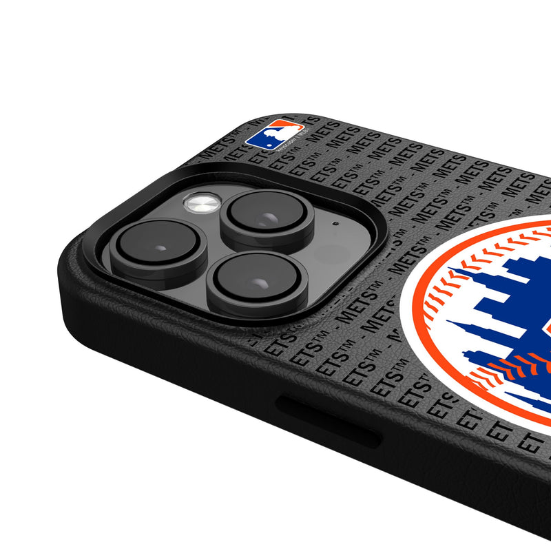 New York Mets Text Backdrop iPhone MagSafe Compatible Phone Case for Apple iPhone Detail.Jpg