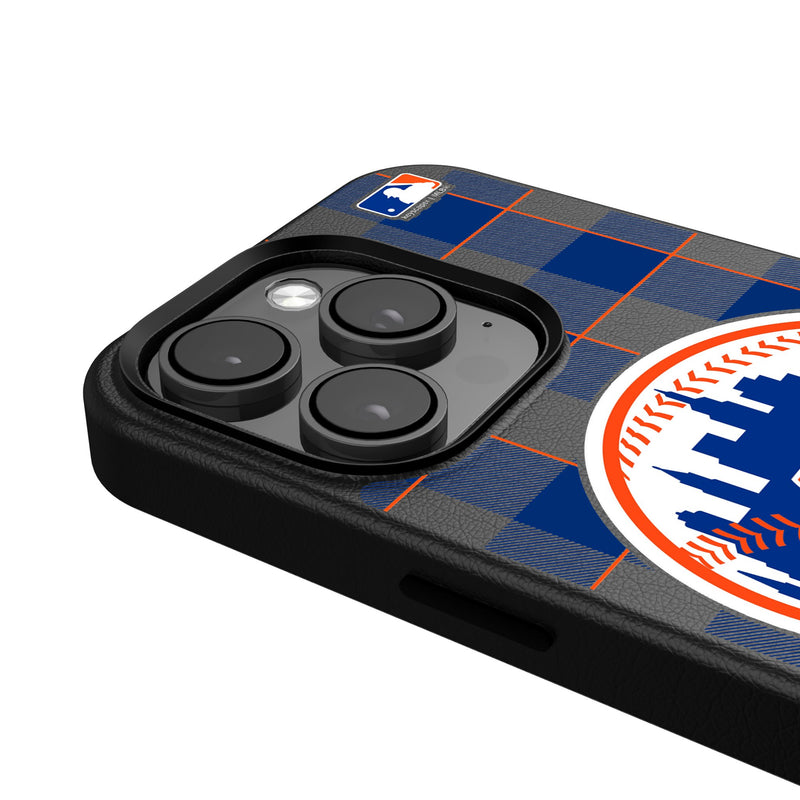 New York Mets Plaid iPhone MagSafe Compatible Phone Case for Apple iPhone Detail.Jpg