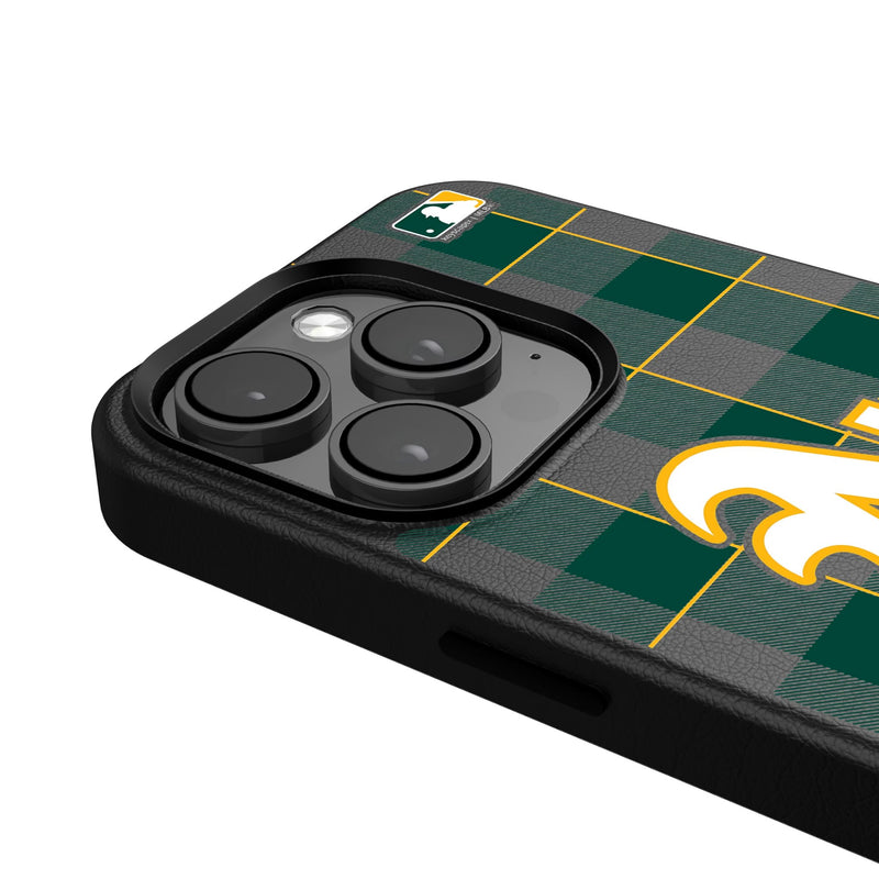 Oakland Athletics Plaid iPhone MagSafe Compatible Phone Case for Apple iPhone Detail.Jpg