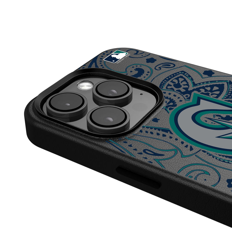 Seattle Mariners Paisley iPhone MagSafe Compatible Phone Case for Apple iPhone Detail.Jpg