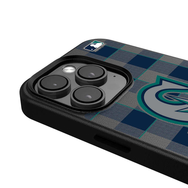 Seattle Mariners Plaid iPhone MagSafe Compatible Phone Case for Apple iPhone Detail.Jpg