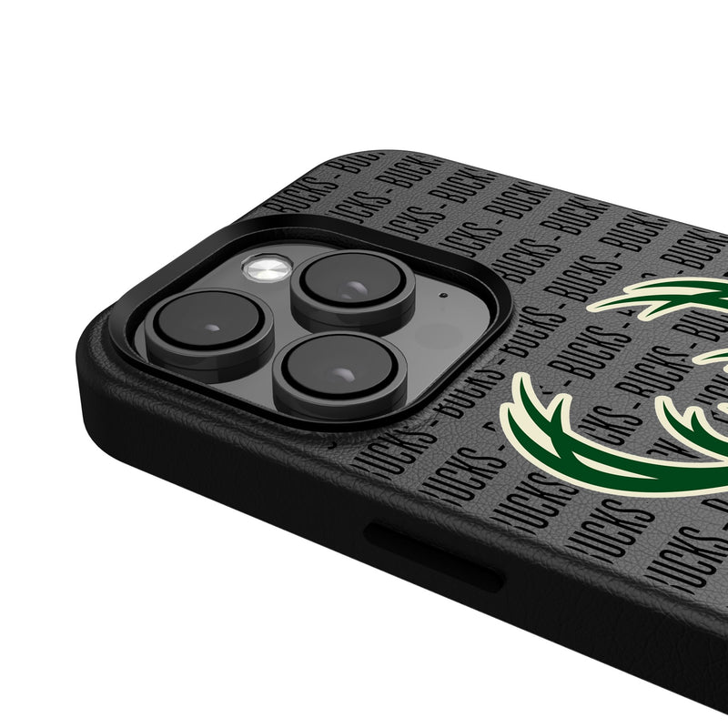 Milwaukee Bucks Text Backdrop iPhone MagSafe Compatible Phone Case for Apple iPhone Detail.Jpg