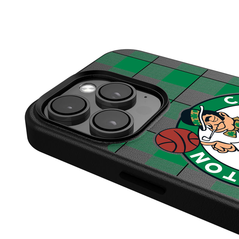 Boston Celtics Plaid iPhone MagSafe Compatible Phone Case Detail.Jpg