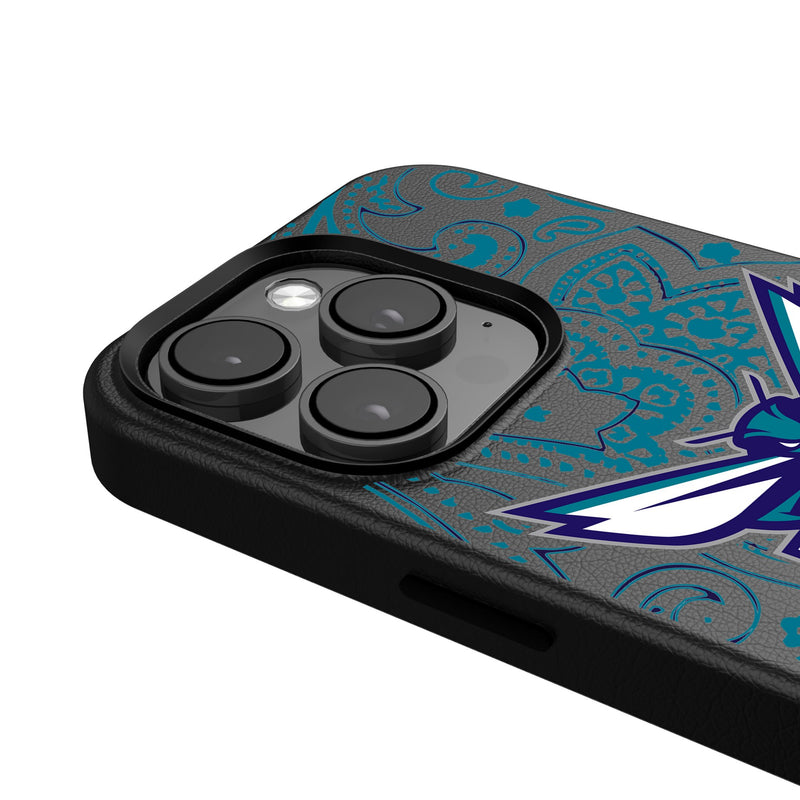 Charlotte Hornets Paisley iPhone MagSafe Compatible Phone Case Detail.Jpg