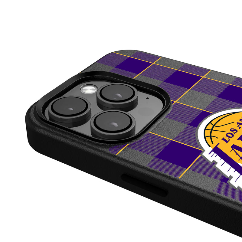 Los Angeles Lakers Plaid iPhone MagSafe Compatible Phone Case Detail.Jpg