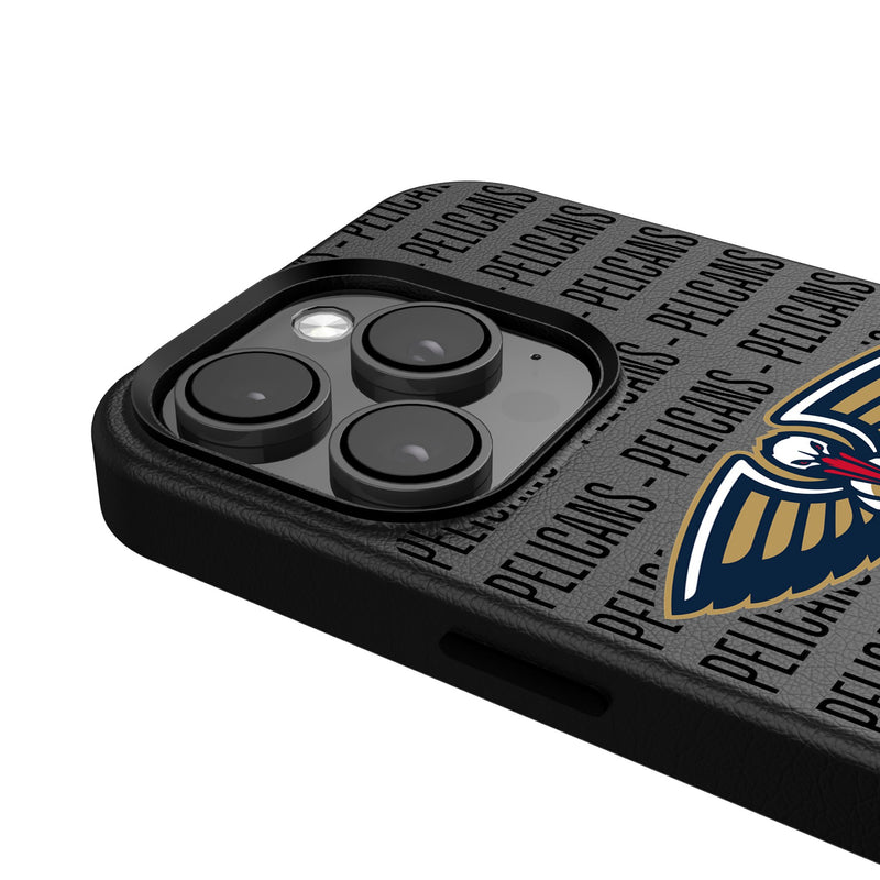 New Orleans Pelicans Text Backdrop iPhone MagSafe Compatible Phone Case for Apple iPhone Detail.Jpg