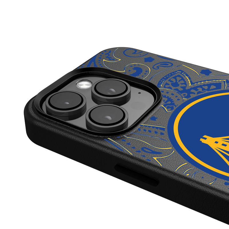 Golden State Warriors Paisley iPhone MagSafe Compatible Phone Case Detail.Jpg