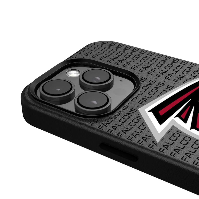 Atlanta Falcons Text Backdrop iPhone MagSafe Compatible Phone Case Detail.Jpg