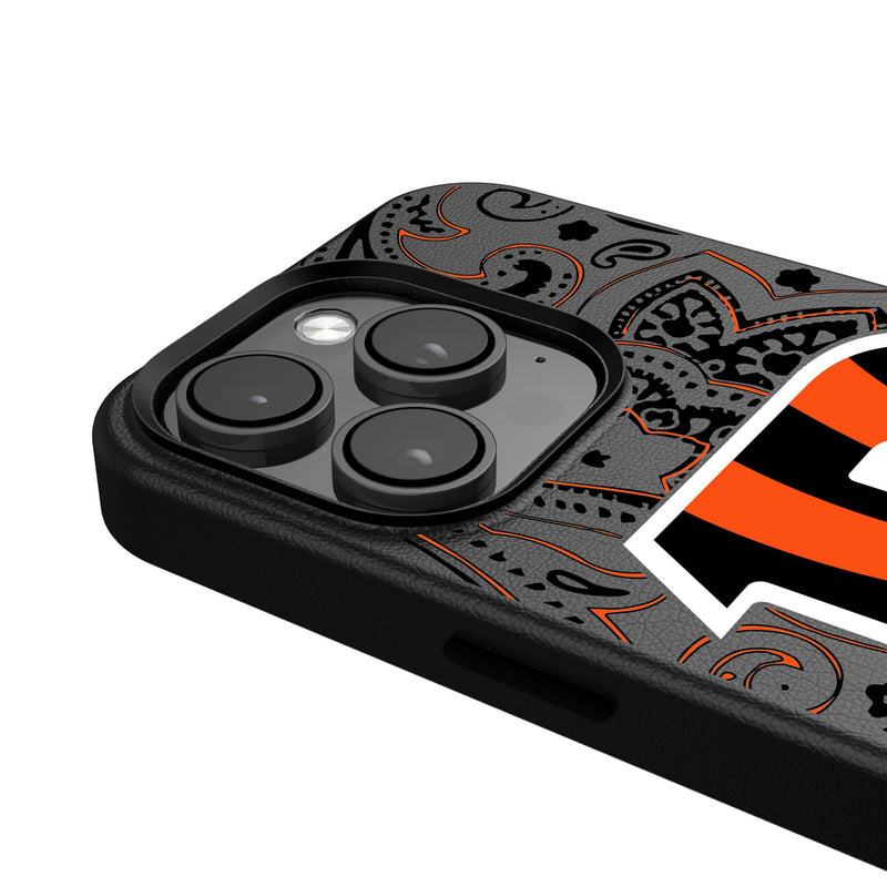 Cincinnati Bengals Paisley iPhone MagSafe Compatible Phone Case for Apple iPhone Detail.Jpg