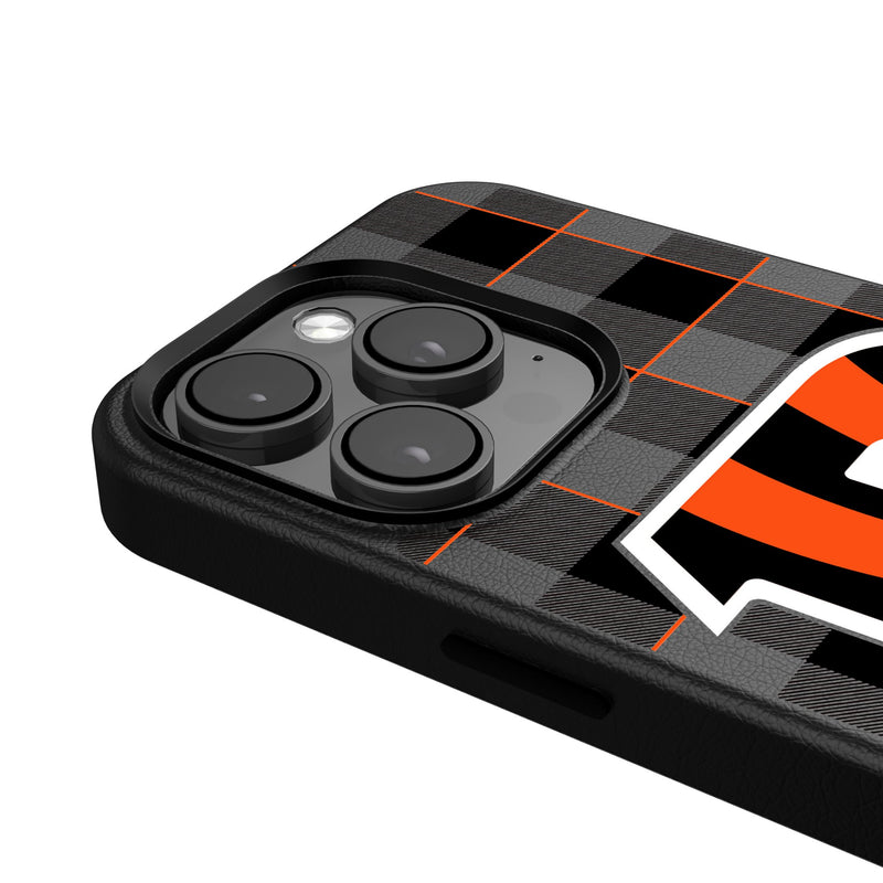 Cincinnati Bengals Plaid iPhone MagSafe Compatible Phone Case for Apple iPhone Detail.Jpg