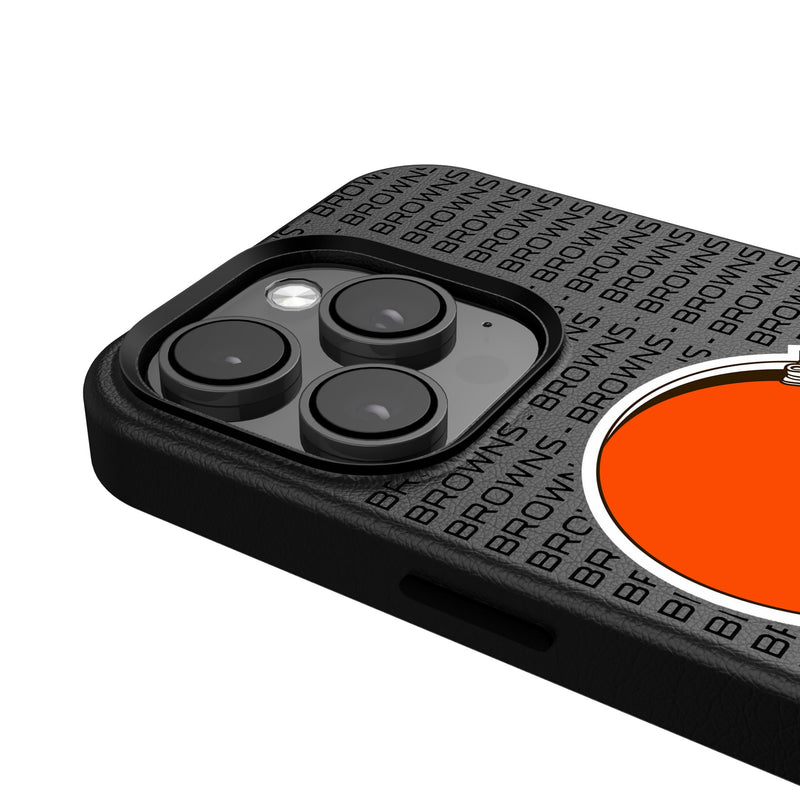 Cleveland Browns Text Backdrop iPhone MagSafe Compatible Phone Case for Apple iPhone Detail.Jpg