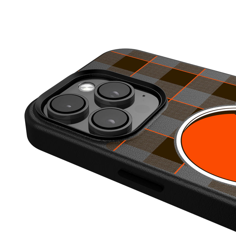 Cleveland Browns Plaid iPhone MagSafe Compatible Phone Case for Apple iPhone Detail.Jpg