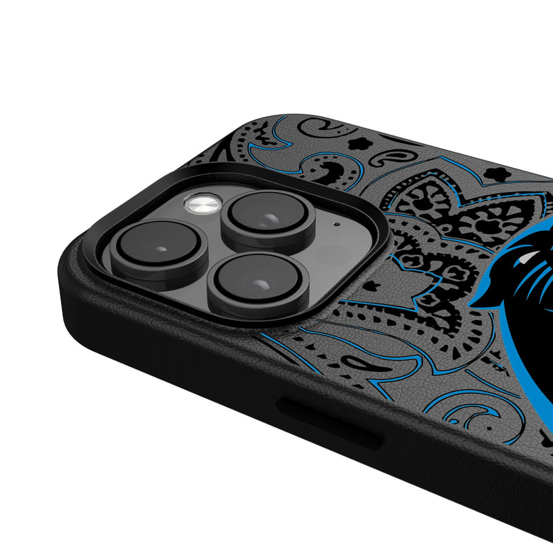 Carolina Panthers Paisley iPhone MagSafe Compatible Phone Case for Apple iPhone Detail.Jpg
