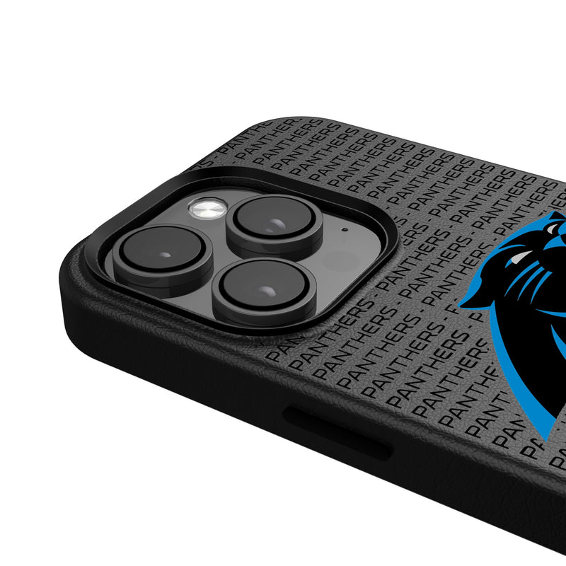 Carolina Panthers Text Backdrop iPhone MagSafe Compatible Phone Case for Apple iPhone Detail.Jpg