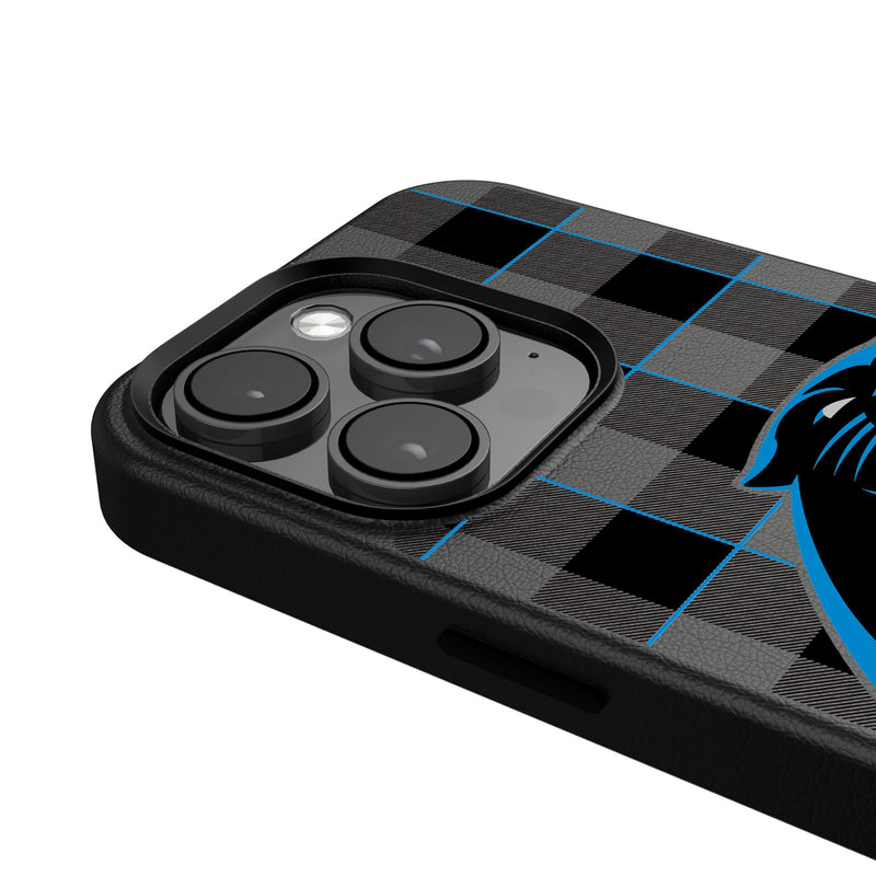 Carolina Panthers Plaid iPhone MagSafe Compatible Phone Case Detail.Jpg