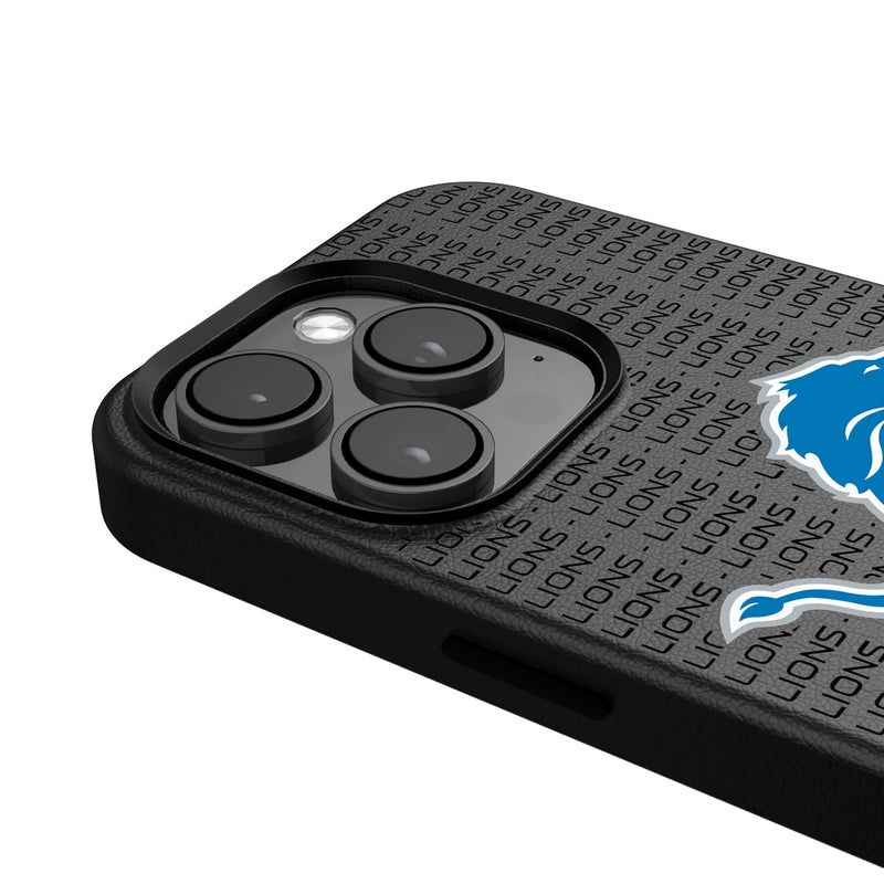 Detroit Lions Text Backdrop iPhone MagSafe Compatible Phone Case for Apple iPhone Detail.Jpg
