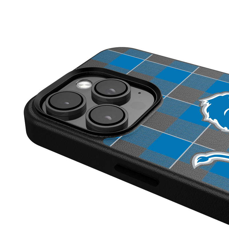 Detroit Lions Plaid iPhone MagSafe Compatible Phone Case for Apple iPhone Detail.Jpg