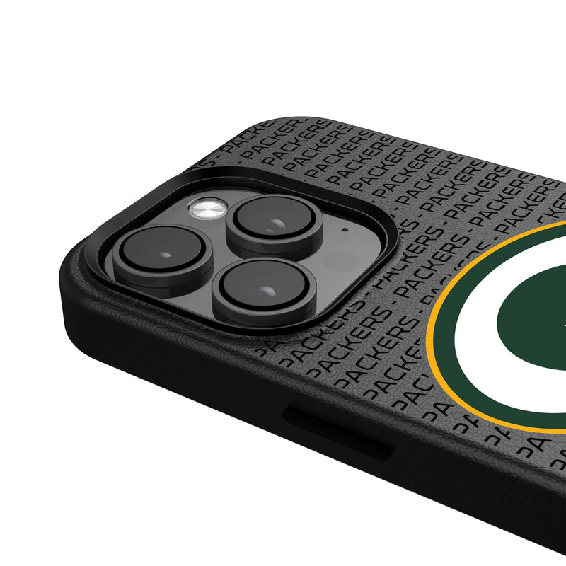 Green Bay Packers Text Backdrop iPhone MagSafe Compatible Phone Case for Apple iPhone Detail.Jpg