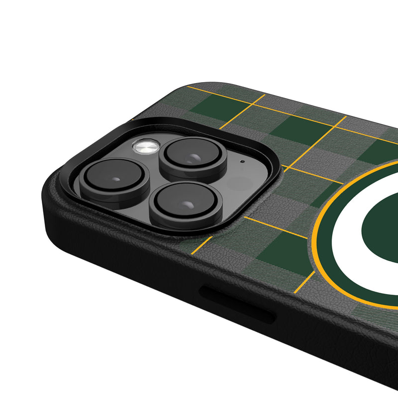 Green Bay Packers Plaid iPhone MagSafe Compatible Phone Case for Apple iPhone Detail.Jpg