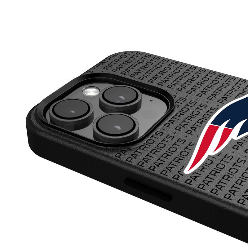 New England Patriots Text Backdrop iPhone MagSafe Compatible Phone Case for Apple iPhone Detail.Jpg