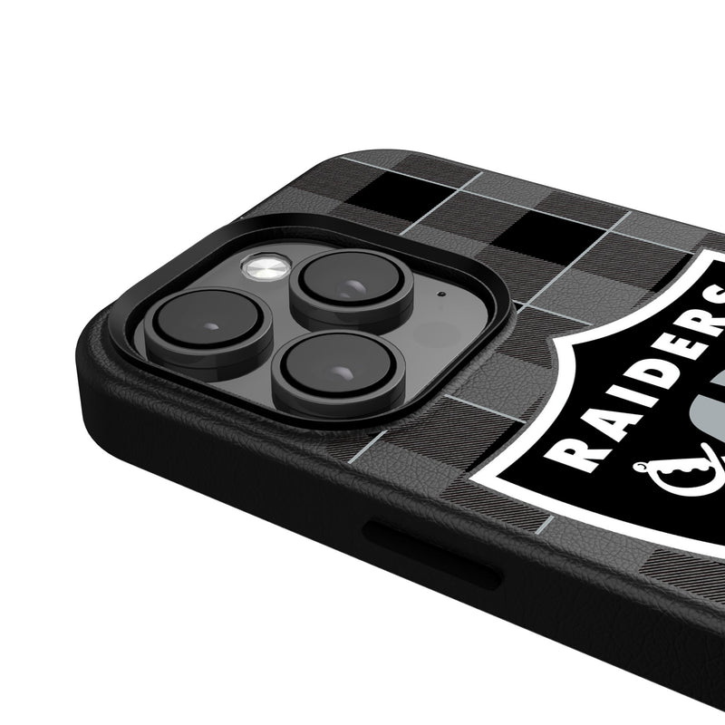 Las Vegas Raiders Plaid iPhone MagSafe Compatible Phone Case for Apple iPhone Detail.Jpg