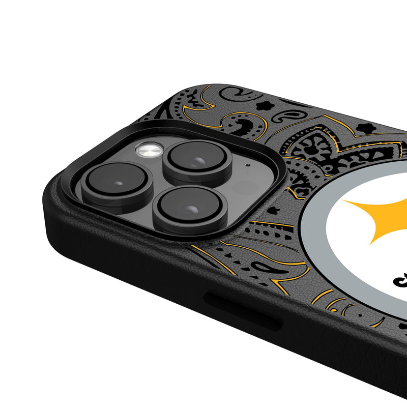 Pittsburgh Steelers Paisley iPhone MagSafe Compatible Phone Case Detail.Jpg