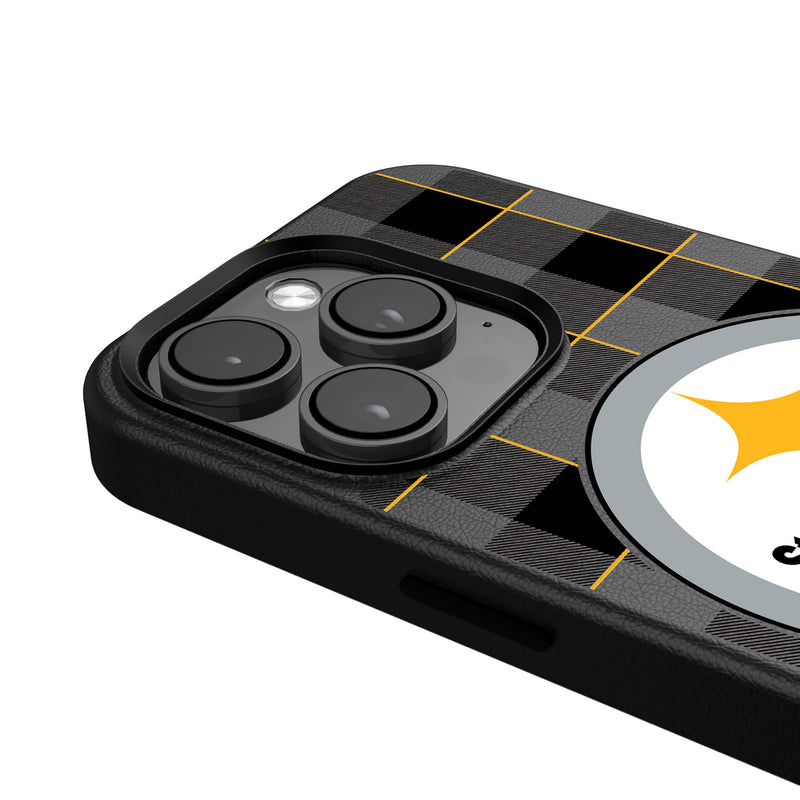 Pittsburgh Steelers Plaid iPhone MagSafe Compatible Phone Case for Apple iPhone Detail.Jpg
