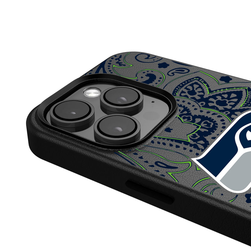 Seattle Seahawks Paisley iPhone MagSafe Compatible Phone Case for Apple iPhone Detail.Jpg