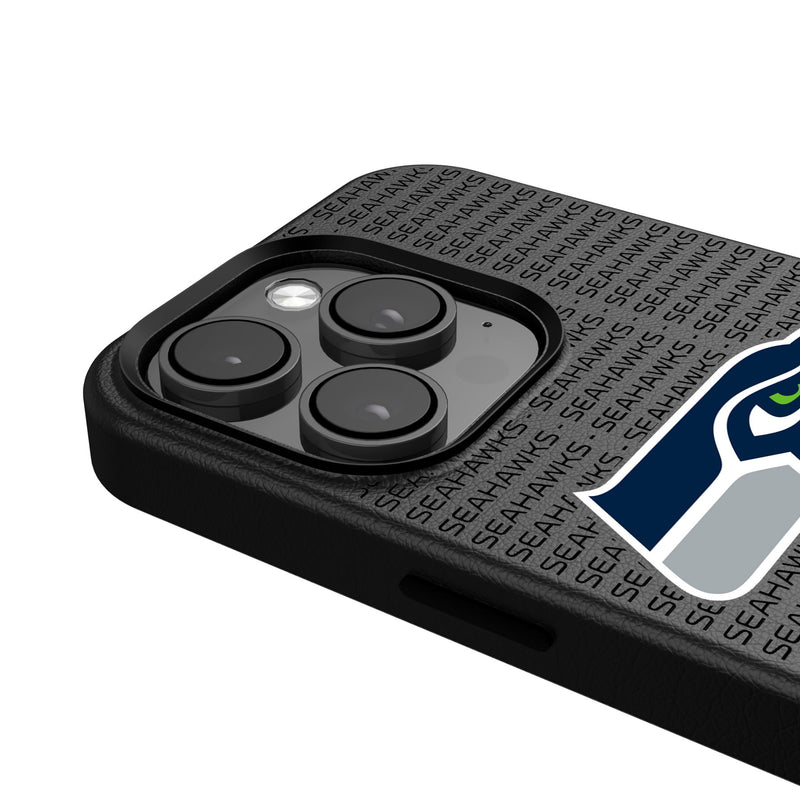 Seattle Seahawks Text Backdrop iPhone MagSafe Compatible Phone Case for Apple iPhone Detail.Jpg