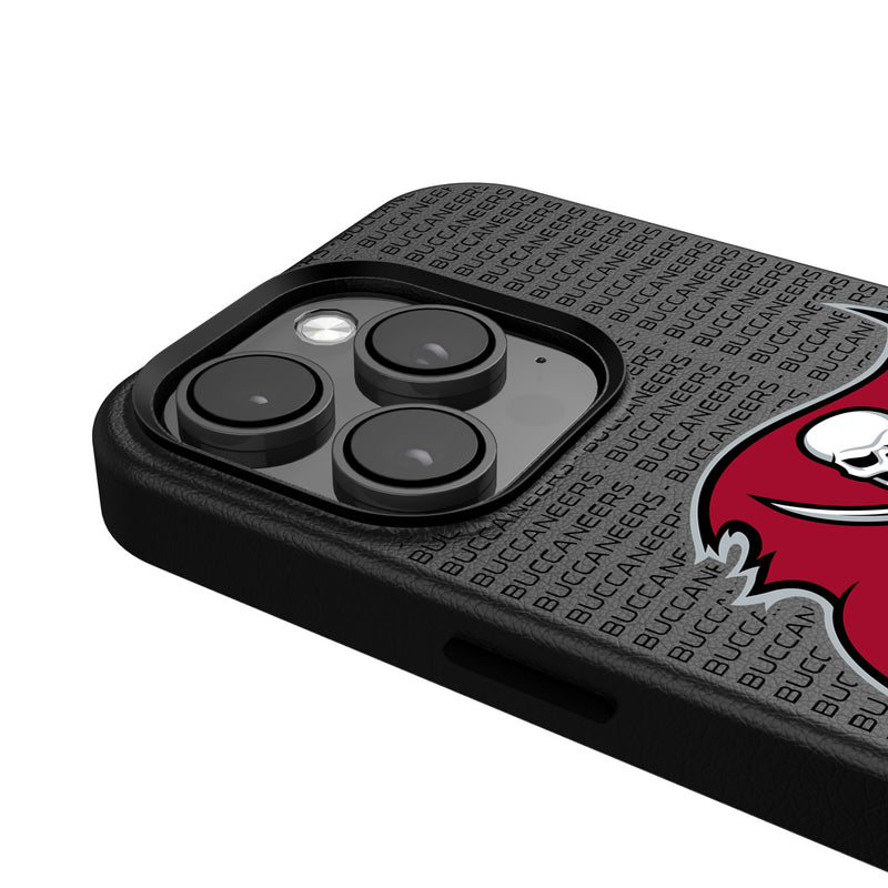 Tampa Bay Buccaneers Text Backdrop iPhone MagSafe Compatible Phone Case for Apple iPhone Detail.Jpg