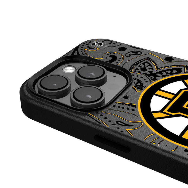 Boston Bruins Paisley iPhone MagSafe Compatible Phone Case Detail.Jpg