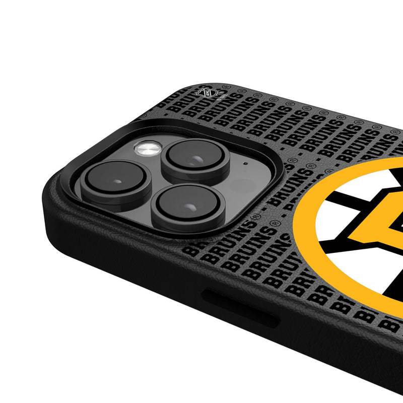 Boston Bruins Text Backdrop iPhone MagSafe Compatible Phone Case for Apple iPhone Detail.Jpg