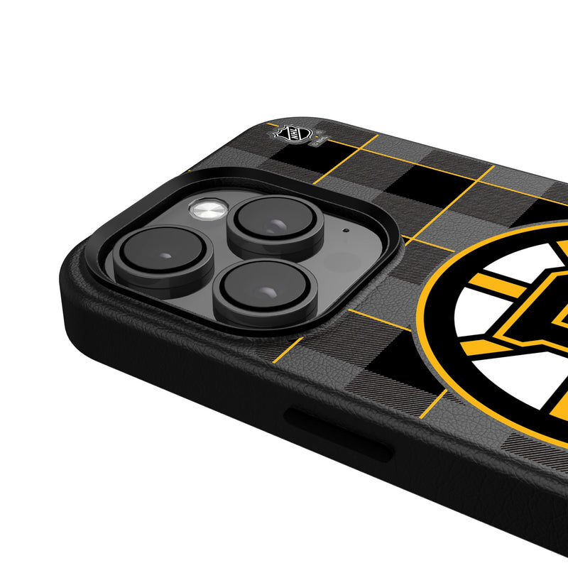 Boston Bruins Plaid iPhone MagSafe Compatible Phone Case Detail.Jpg